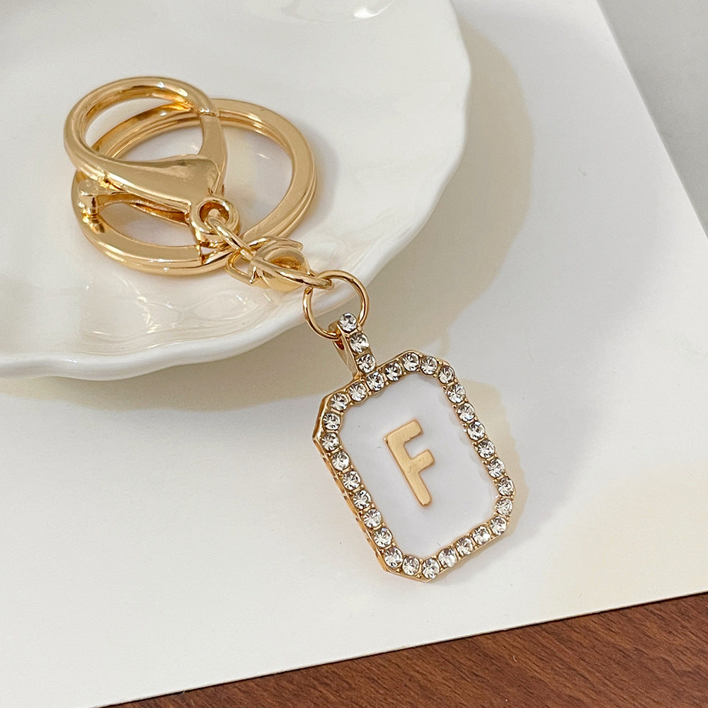 Wholesale 26 Letters Diamond-drip Oil Key Chain